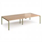 Adapt double back to back desks 3200mm x 1600mm - green frame, beech top E3216-GN-B