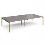 Adapt double back to back desks 3200mm x 1600mm - green frame, grey oak top E3216-GN-GO