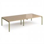 Adapt double back to back desks 3200mm x 1600mm - green frame, kendal oak top E3216-GN-KO