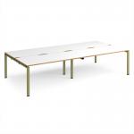 Adapt double back to back desks 3200mm x 1600mm - green frame, white top, oak edge E3216-GN-WO