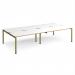 Adapt double back to back desks 3200mm x 1600mm - green frame, white top, oak edge E3216-GN-WO