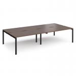 Adapt double back to back desks 3200mm x 1600mm - black frame, walnut top E3216-K-W