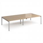 Adapt double back to back desks 3200mm x 1600mm - silver frame, kendal oak top E3216-S-KO