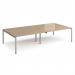 Adapt double back to back desks 3200mm x 1600mm - silver frame, kendal oak top E3216-S-KO