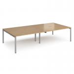 Adapt double back to back desks 3200mm x 1600mm - silver frame, oak top E3216-S-O