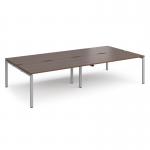 Adapt double back to back desks 3200mm x 1600mm - silver frame, walnut top E3216-S-W