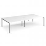 Adapt double back to back desks 3200mm x 1600mm - silver frame, white top E3216-S-WH