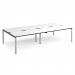 Adapt double back to back desks 3200mm x 1600mm - silver frame, white top, black edge E3216-S-WK