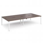 Adapt double back to back desks 3200mm x 1600mm - white frame, walnut top E3216-WH-W