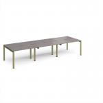Adapt triple back to back desks 3600mm x 1200mm - green frame, grey oak top E3612-GN-GO
