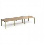 Adapt triple back to back desks 3600mm x 1200mm - green frame, kendal oak top E3612-GN-KO