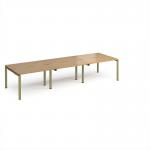 Adapt triple back to back desks 3600mm x 1200mm - green frame, oak top E3612-GN-O