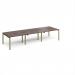 Adapt triple back to back desks 3600mm x 1200mm - green frame, walnut top E3612-GN-W