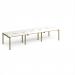 Adapt triple back to back desks 3600mm x 1200mm - green frame, white top, oak edge E3612-GN-WO
