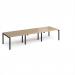 Adapt triple back to back desks 3600mm x 1200mm - black frame, kendal oak top E3612-K-KO