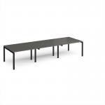 Adapt triple back to back desks 3600mm x 1200mm - black frame, storm grey top E3612-K-OG