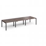 Adapt triple back to back desks 3600mm x 1200mm - black frame, walnut top E3612-K-W