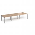 Adapt triple back to back desks 3600mm x 1200mm - silver frame, beech top E3612-S-B