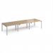Adapt triple back to back desks 3600mm x 1200mm - silver frame, kendal oak top E3612-S-KO