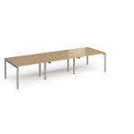 Adapt triple back to back desks 3600mm x 1200mm - silver frame, oak top E3612-S-O