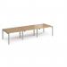 Adapt triple back to back desks 3600mm x 1200mm - silver frame, oak top E3612-S-O