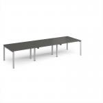 Adapt triple back to back desks 3600mm x 1200mm - silver frame, storm grey top E3612-S-OG