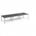 Adapt triple back to back desks 3600mm x 1200mm - silver frame, storm grey top E3612-S-OG