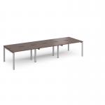 Adapt triple back to back desks 3600mm x 1200mm - silver frame, walnut top E3612-S-W