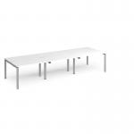 Adapt triple back to back desks 3600mm x 1200mm - silver frame, white top E3612-S-WH