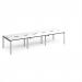 Adapt triple back to back desks 3600mm x 1200mm - silver frame, white top, black edge E3612-S-WK