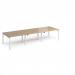 Adapt triple back to back desks 3600mm x 1200mm - white frame, kendal oak top E3612-WH-KO