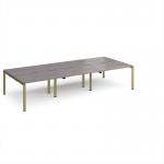 Adapt triple back to back desks 3600mm x 1600mm - green frame, grey oak top E3616-GN-GO