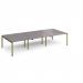 Adapt triple back to back desks 3600mm x 1600mm - green frame, grey oak top E3616-GN-GO