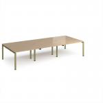 Adapt triple back to back desks 3600mm x 1600mm - green frame, kendal oak top E3616-GN-KO