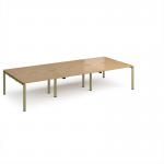 Adapt triple back to back desks 3600mm x 1600mm - green frame, oak top E3616-GN-O
