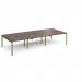 Adapt triple back to back desks 3600mm x 1600mm - green frame, walnut top E3616-GN-W
