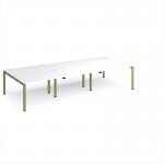 Adapt triple back to back desks 3600mm x 1600mm - green frame, white top E3616-GN-WH