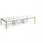 Adapt triple back to back desks 3600mm x 1600mm - green frame, white top, black edge E3616-GN-WK
