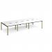 Adapt triple back to back desks 3600mm x 1600mm - green frame, white top, black edge E3616-GN-WK