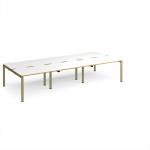 Adapt triple back to back desks 3600mm x 1600mm - green frame, white top, oak edge E3616-GN-WO