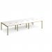 Adapt triple back to back desks 3600mm x 1600mm - green frame, white top, oak edge E3616-GN-WO