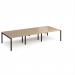 Adapt triple back to back desks 3600mm x 1600mm - black frame, kendal oak top E3616-K-KO