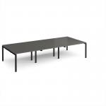 Adapt triple back to back desks 3600mm x 1600mm - black frame, storm grey top E3616-K-OG