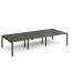 Adapt triple back to back desks 3600mm x 1600mm - black frame, storm grey top E3616-K-OG