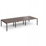 Adapt triple back to back desks 3600mm x 1600mm - black frame, walnut top E3616-K-W