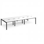 Adapt triple back to back desks 3600mm x 1600mm - black frame, white top, black edge E3616-K-WK