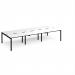 Adapt triple back to back desks 3600mm x 1600mm - black frame, white top, black edge E3616-K-WK