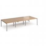 Adapt triple back to back desks 3600mm x 1600mm - silver frame, beech top E3616-S-B