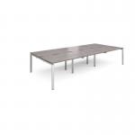 Adapt triple back to back desks 3600mm x 1600mm - silver frame, grey oak top E3616-S-GO