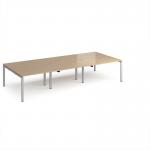 Adapt triple back to back desks 3600mm x 1600mm - silver frame, kendal oak top E3616-S-KO